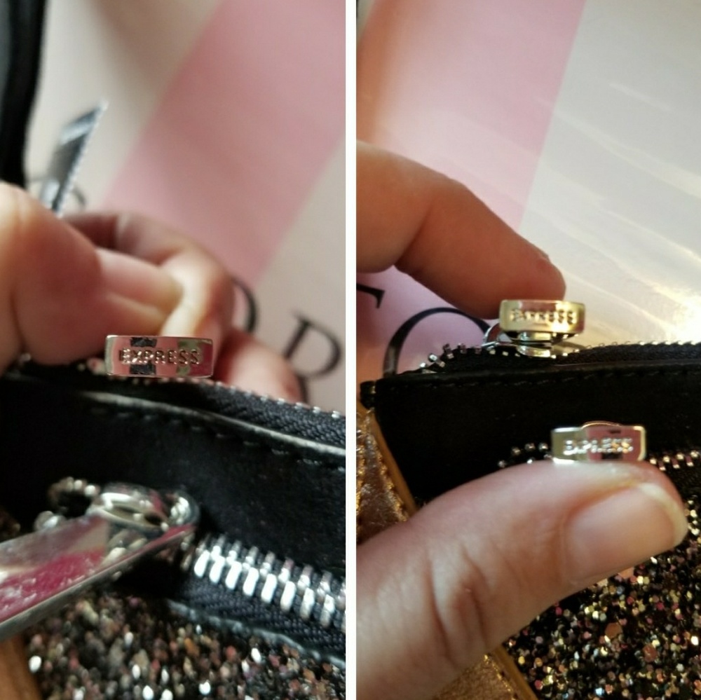 Nwt Rose Gold & Black Large Clutch Express $74 - Picture 5 of 8